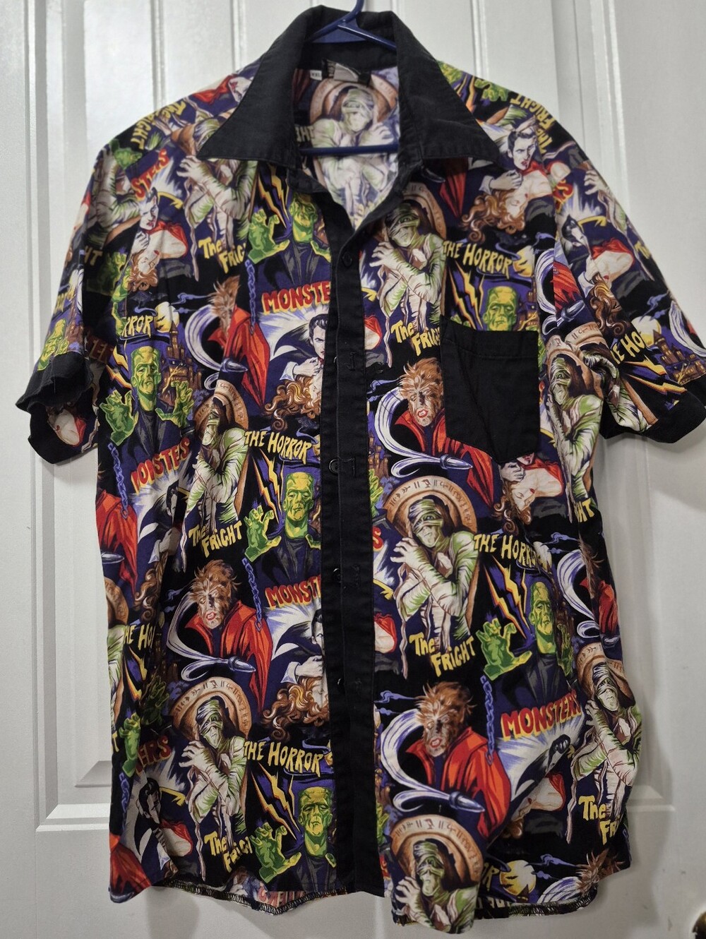 Mens Classic Hollywood Monsters Button-down Shirt by Shrine of Hollywood Sz XXL